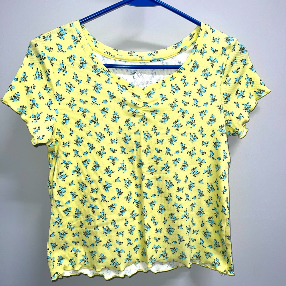 Girls Justice Prairie Style Top With Lettuce Cut Sleeves